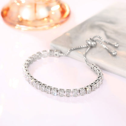 Sparkling Cubic Zirconia Tennis Bracelet | Adjustable Copper Bolo Bracelet