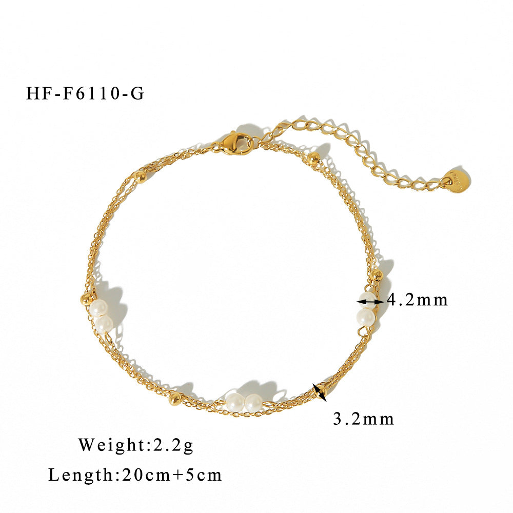 Women Anklet Double-Layer Creative Beaded