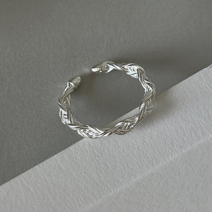 Minimalist Love Heart Open Ring | Romantic Braided Silver Ring | Ins Style Jewelry