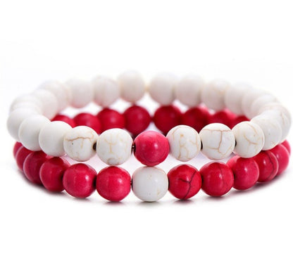 Yin Yang Distance Match Bracelets | Unisex Natural Stone Beaded Couple Set