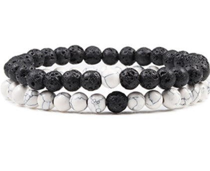 Yin Yang Distance Match Bracelets | Unisex Natural Stone Beaded Couple Set