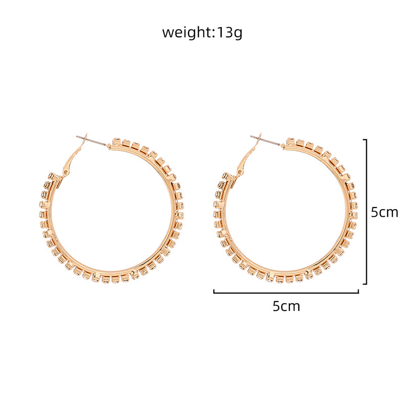 Funky rhinestone hoops earrings