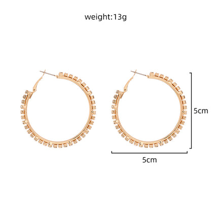 Funky rhinestone hoops earrings