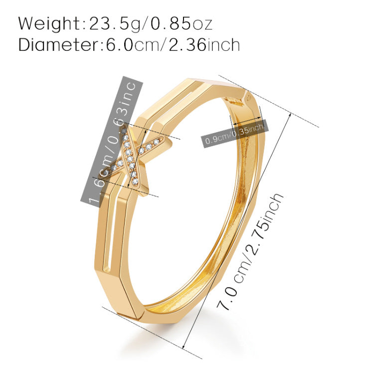 Polygonal Mixed Metal Bangle Alloy