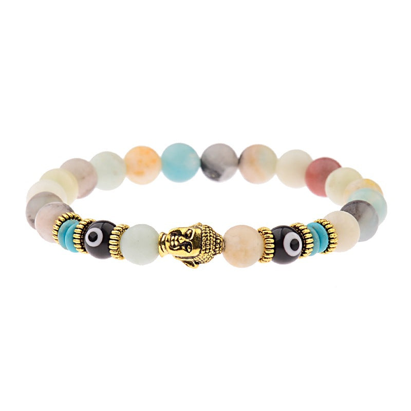 Zen Guardian Buddha Evil Eye Bracelet | Unisex Natural Stone Beaded Stretch Bracelet