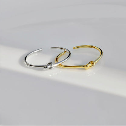The "Eternal Knot" Open Ring | 18K Gold Tone Geometric Statement Ring | Resizable Unisex Band