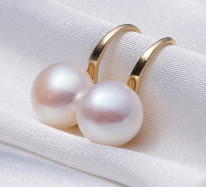 Classic Lustrous Pearl Drop Earrings | Minimalist Silver-Tone French Hook Bridal Earrings
