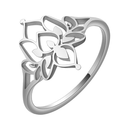 18K Gold Plated Lotus Filigree Ring | Minimalist Mandala Flower Statement Ring