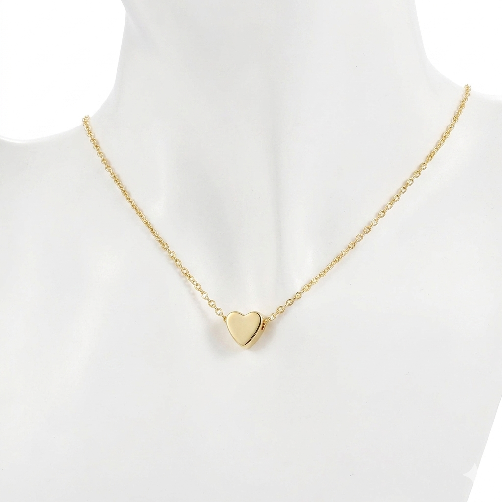 Gold Minimalist Heart Necklace on Display