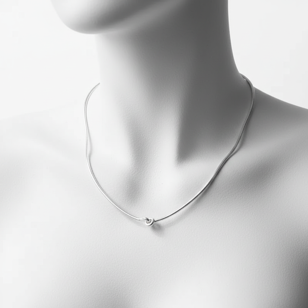 Architectural Silver Knot Snake Chain Necklace