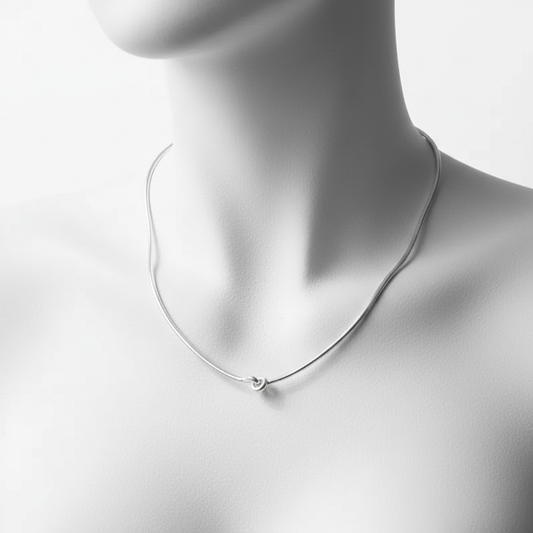 Architectural Silver Knot Snake Chain Necklace