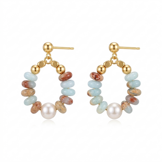 Colorful Dopamine Stone Pearl Earrings