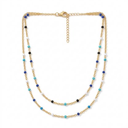Dopamine-drip Glaze Colorful Bead Titanium Steel Necklace