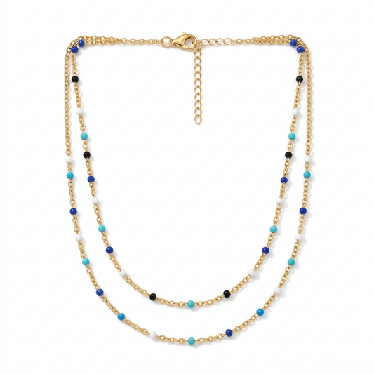 Dopamine-drip Glaze Colorful Bead Titanium Steel Necklace