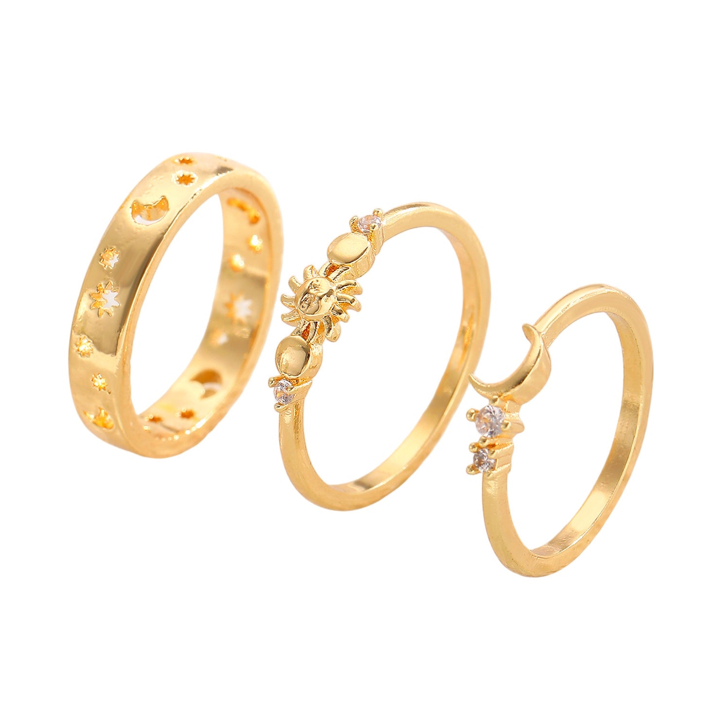 Trendy Zircon Star And Moon Ring - Minimalist Rings for Women