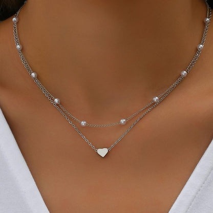 Women Retro Alloy Layered Clavicle Necklace