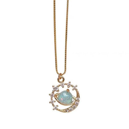 The Saturnia Orbit – Radiant Galaxy Pendant with Crystal Halo