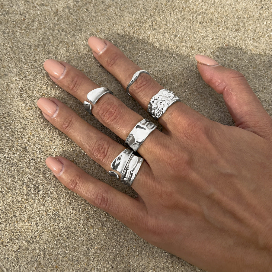Liquid metal Rings 1 x 6pcs Open-End Ring