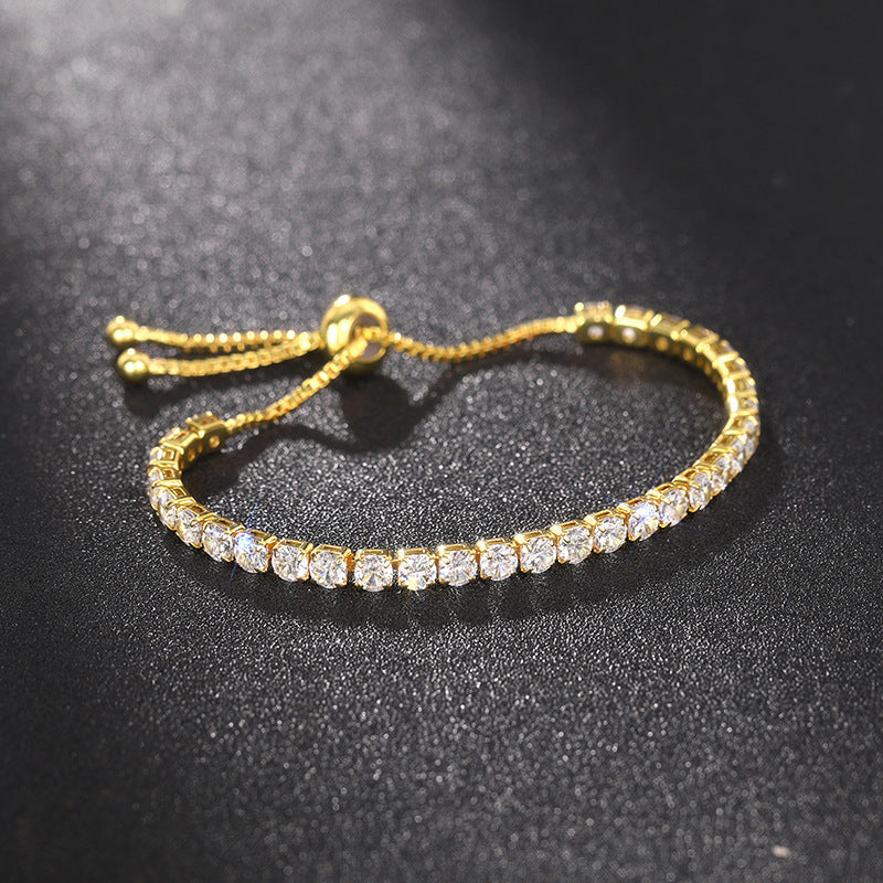 Sparkling Cubic Zirconia Tennis Bracelet | Adjustable Copper Bolo Bracelet
