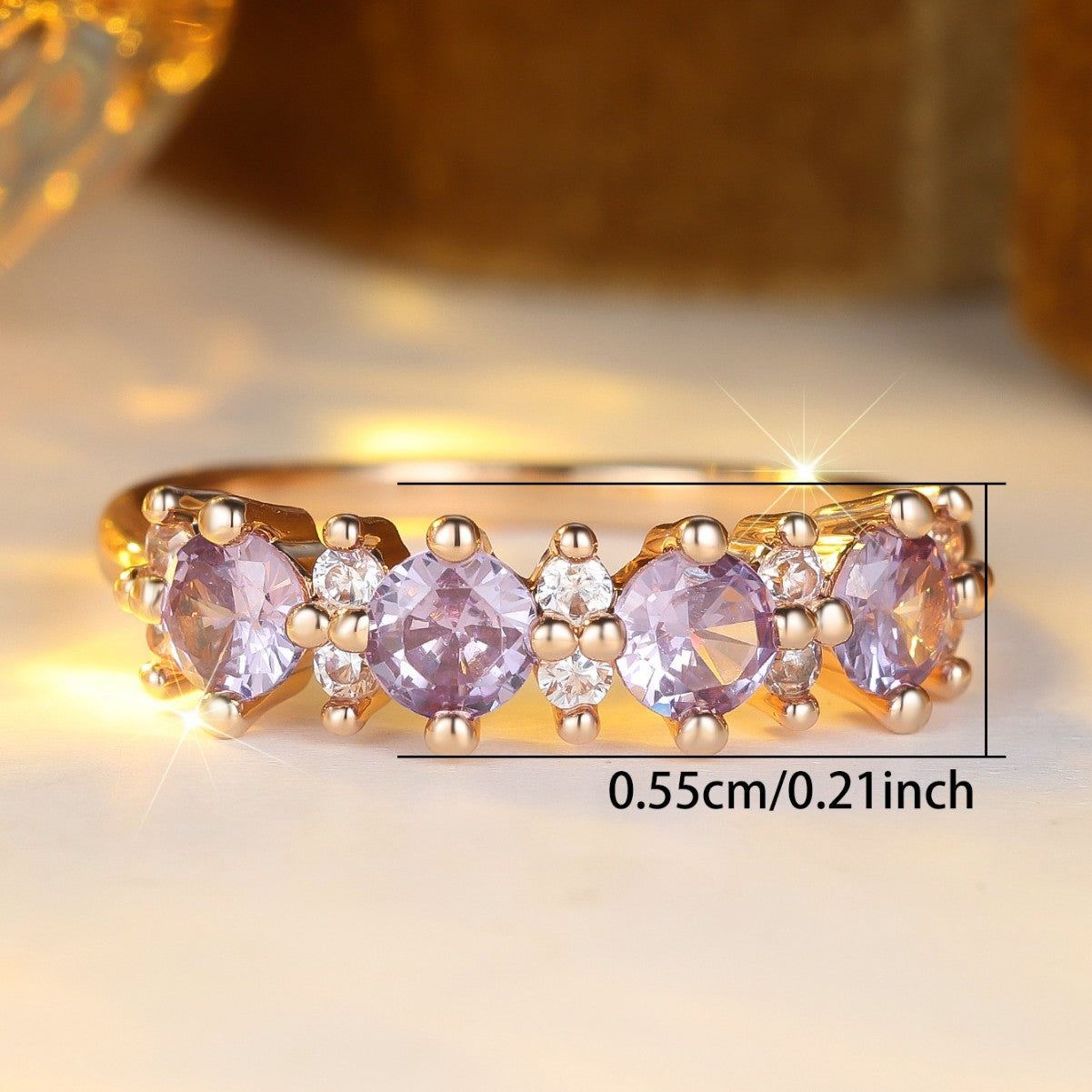 French-style Ring Purple Diamond-edged
