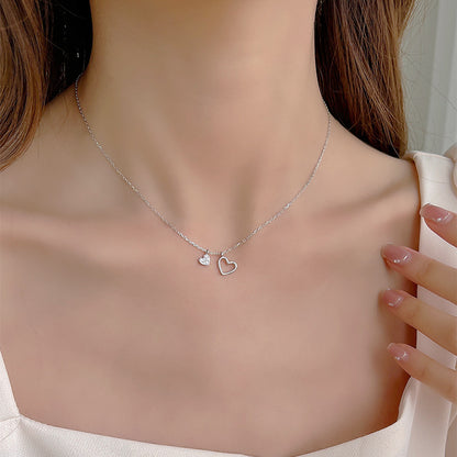 Double Heart Pendant Necklace | Gold & Silver Symbolic Gift