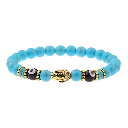 Zen Guardian Buddha Evil Eye Bracelet | Unisex Natural Stone Beaded Stretch Bracelet