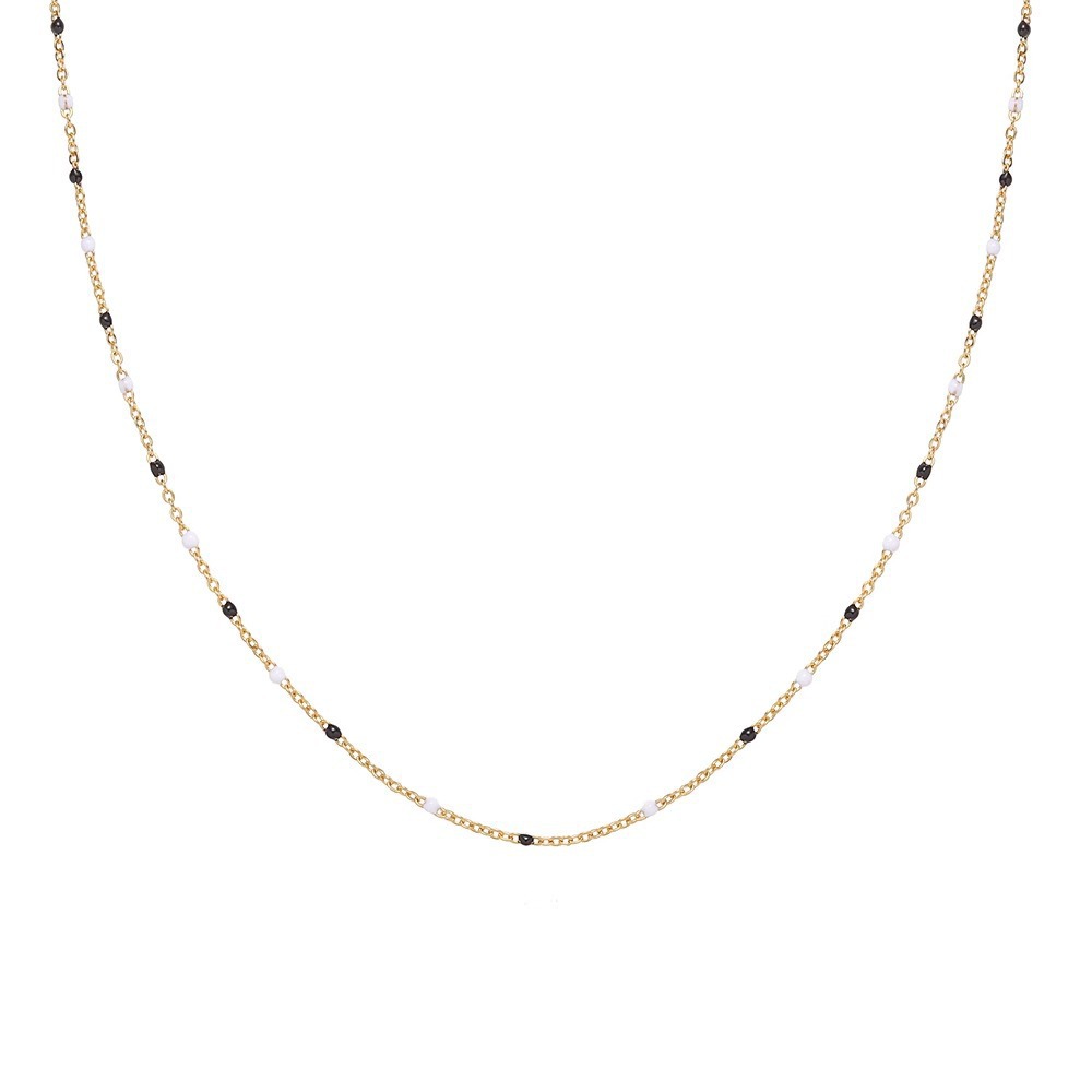Dopamine-drip Glaze Colorful Bead Titanium Steel Necklace