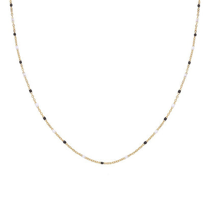 Dopamine-drip Glaze Colorful Bead Titanium Steel Necklace