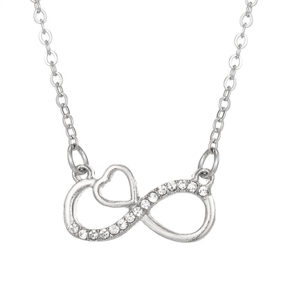 The Eternal Heart – Crystal-Accented Infinity Pendant on O-Link Chain