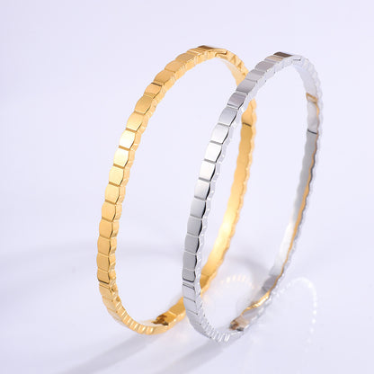 Geo-Facet Stainless Steel Bangle Set | Unisex Mixed-Tone Stackable Geometric Bangles