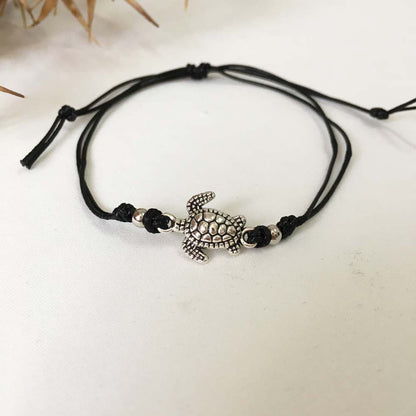 Fashionable Braided Rope Turtle Pendant Anklet For Women