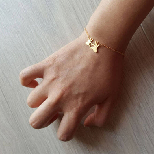 Heart Hands Gesture Bracelet | Gold & Silver Minimalist Gift