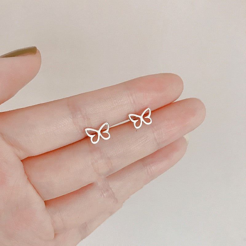 Whimsical Silver Stud Earring Collection | Minimalist Butterfly, Bow, & Crown Jewelry