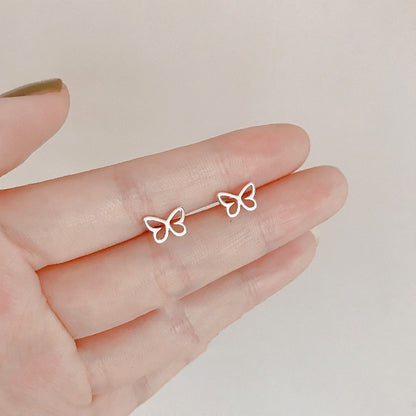 Whimsical Silver Stud Earring Collection | Minimalist Butterfly, Bow, & Crown Jewelry