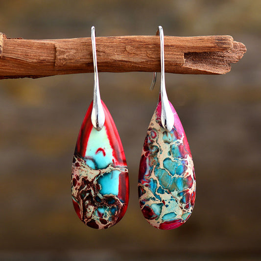 Natural Stone Bohemian Emperor Stone Drop Earrings