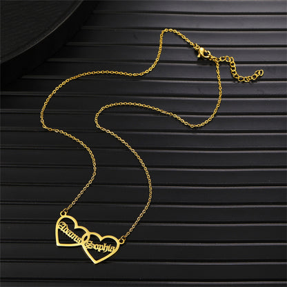Customized Two-Name Heart Pendant Necklace | Titanium Steel
