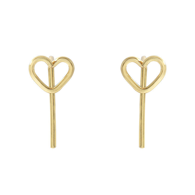 Minimalist Silver Open Heart Studs & Threader Set | Dainty Heart Pull-Through Earrings