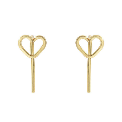 Minimalist Silver Open Heart Studs & Threader Set | Dainty Heart Pull-Through Earrings