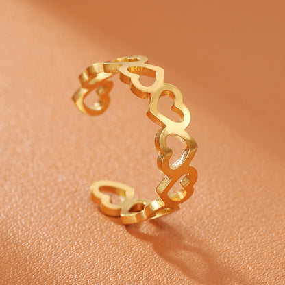 Hollow Heart Adjustable Ring For Women
