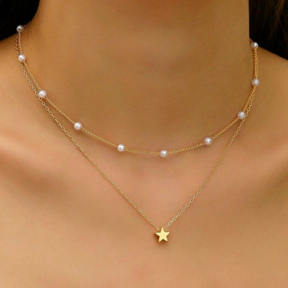 Women Retro Alloy Layered Clavicle Necklace