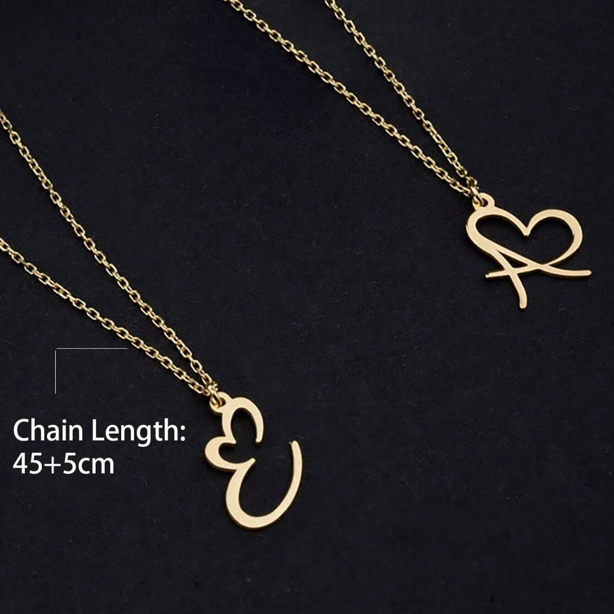 The Signature Heart – Custom Alphabet Pendant in 18k Gold Finish
