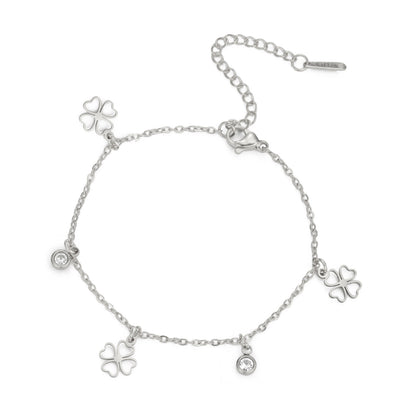 Lucky Clover Stainless Steel Charm Bracelet | Unisex Geometric Four-Leaf Clover Bracelet