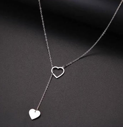 The Falling Hearts Lariat – 18k Gold Dipped Clavicle Chain Necklace