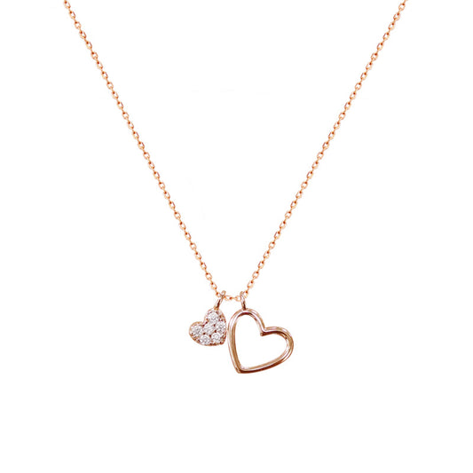 Double Heart Pendant Necklace | Gold & Silver Symbolic Gift