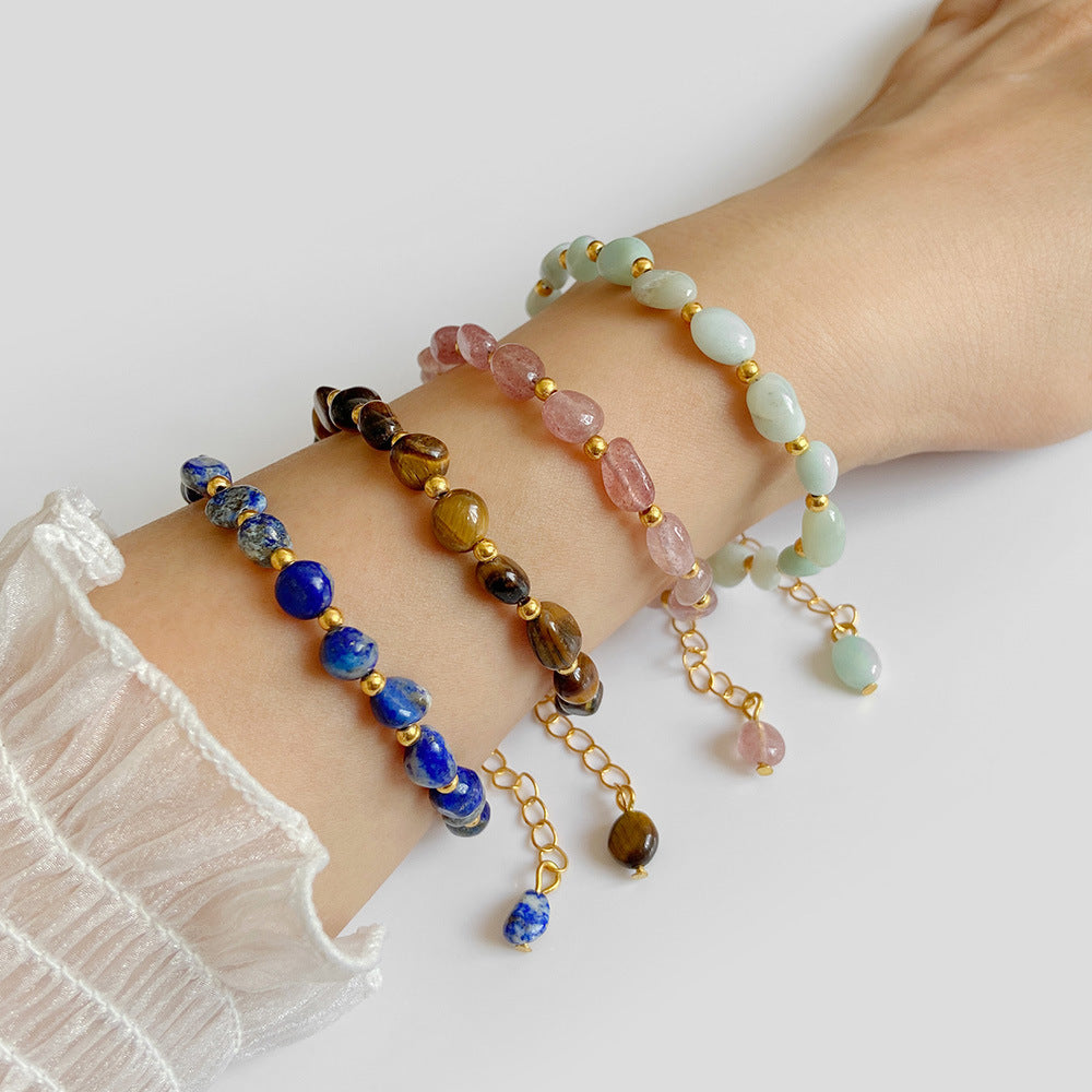The Earth Spirit Natural Gemstone Bracelet | Unisex Stackable Stone Bead Bracelets