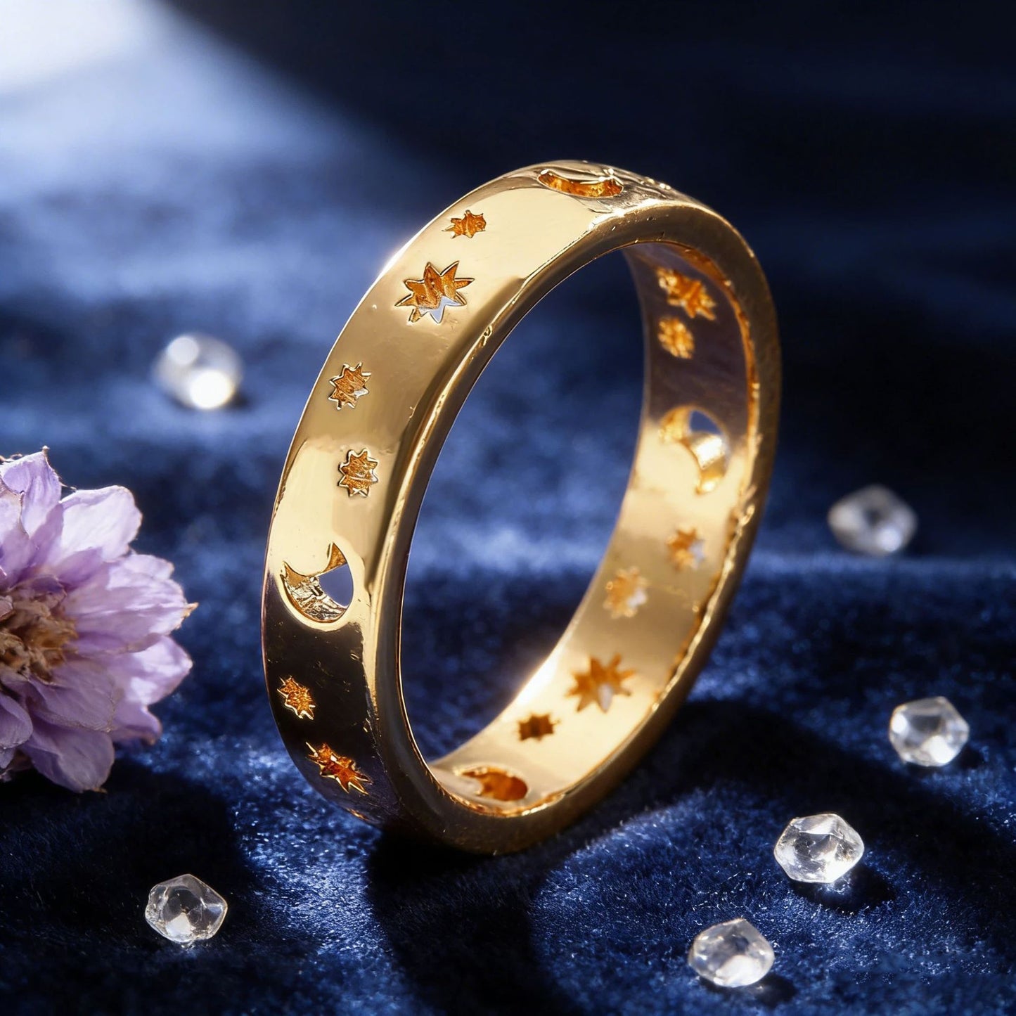 Trendy Zircon Star And Moon Ring - Minimalist Rings for Women
