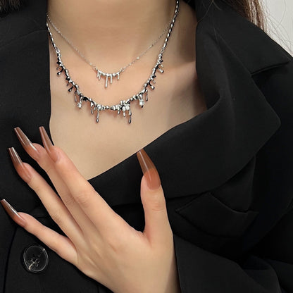 Women's Liquid Metal Drop Necklace