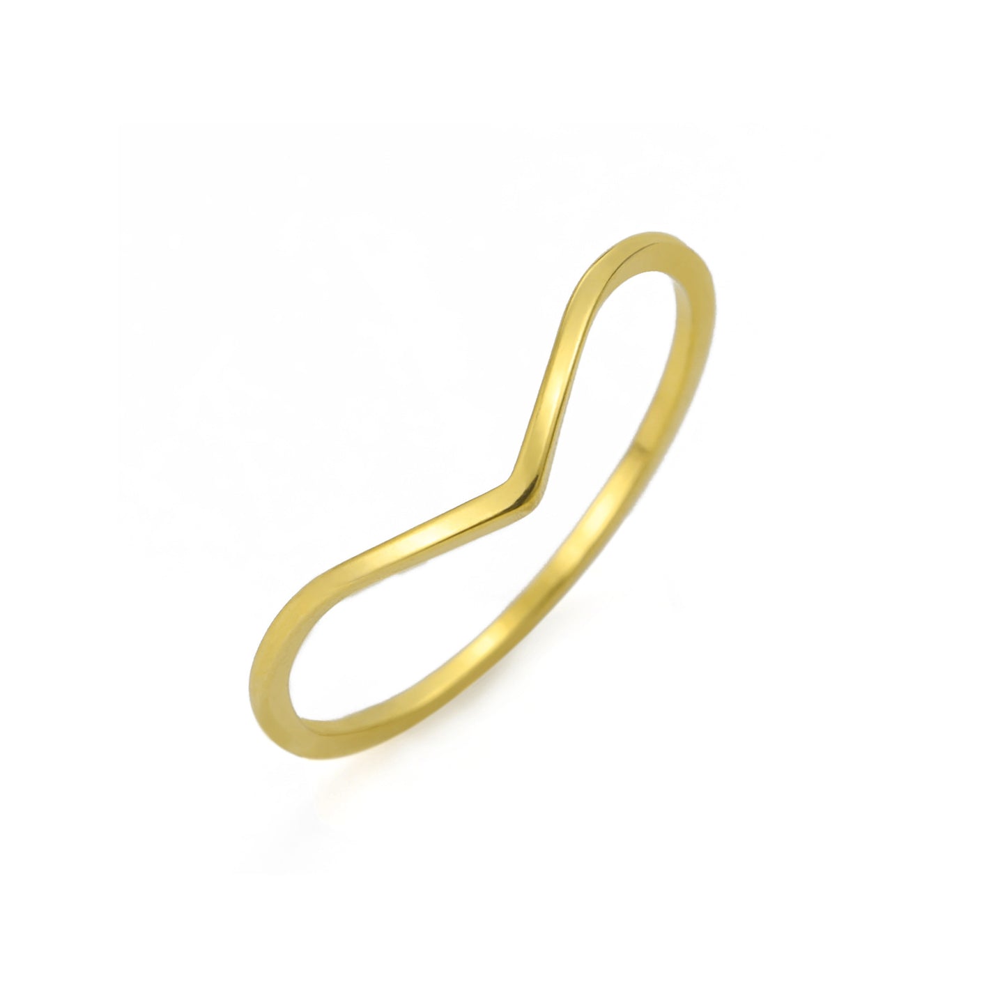 Gold V-Wave Minimalist Ring | Waterproof Stainless Steel Curved Stacking Band