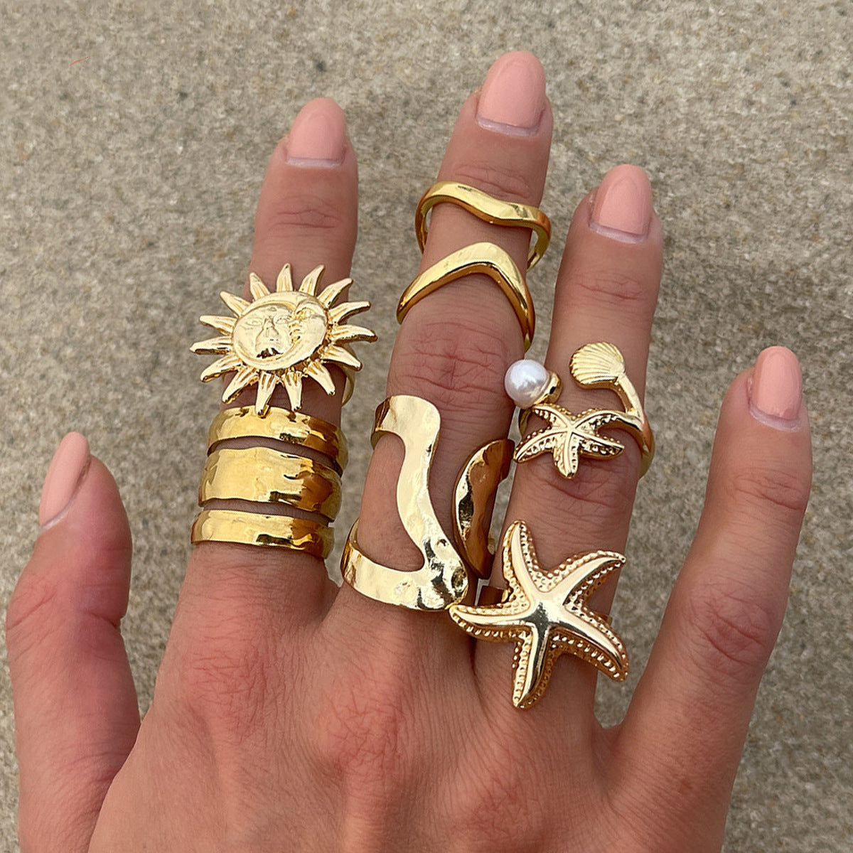 Liquid metal Rings 1 x 6pcs Open-End Ring