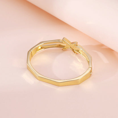 Polygonal Mixed Metal Bangle Alloy